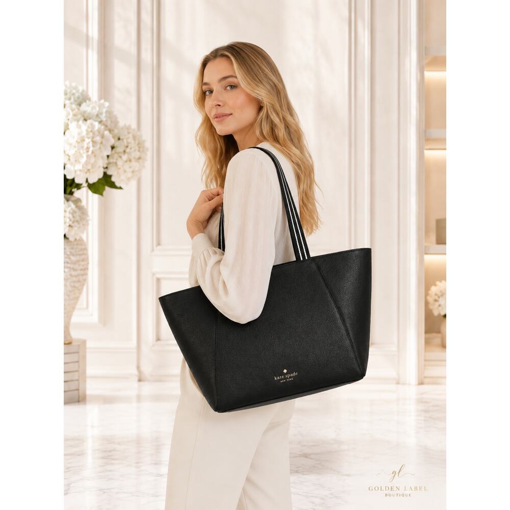 Kate Spade New York Rosie Leather Tote Bag Black Pebbled Leather KA802 - Picture 6 of 7